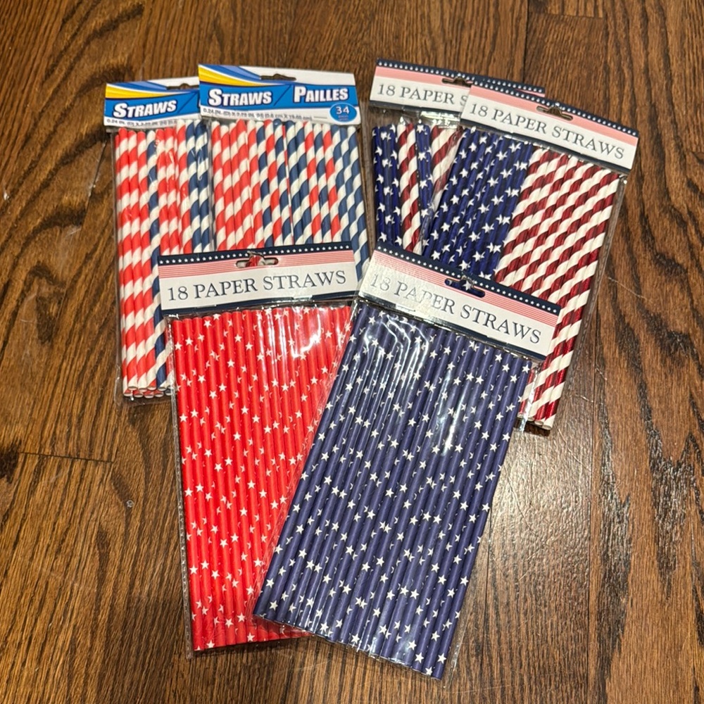 Patriotic Paper Straws Set of 6